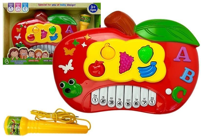 LEAN TOYS Elektronsko pianino 'Jabolko' z mikrofonom