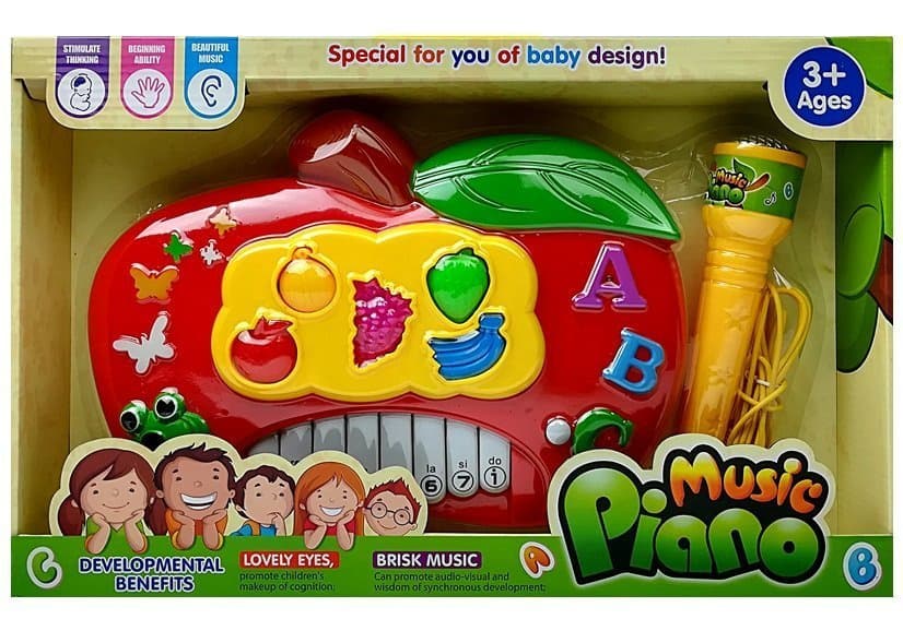 LEAN TOYS Elektronsko pianino 'Jabolko' z mikrofonom 4