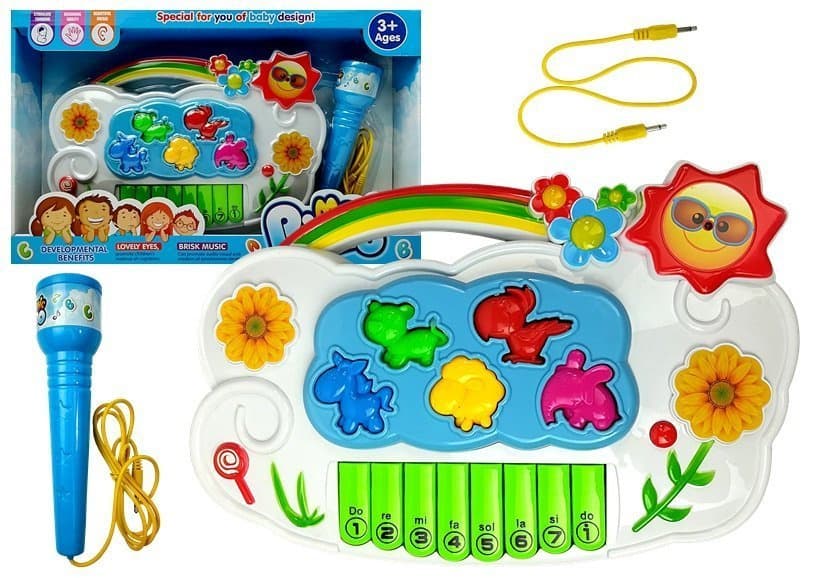 LEAN TOYS Elektronsko pianino 'Cvetki' z mikrofonom