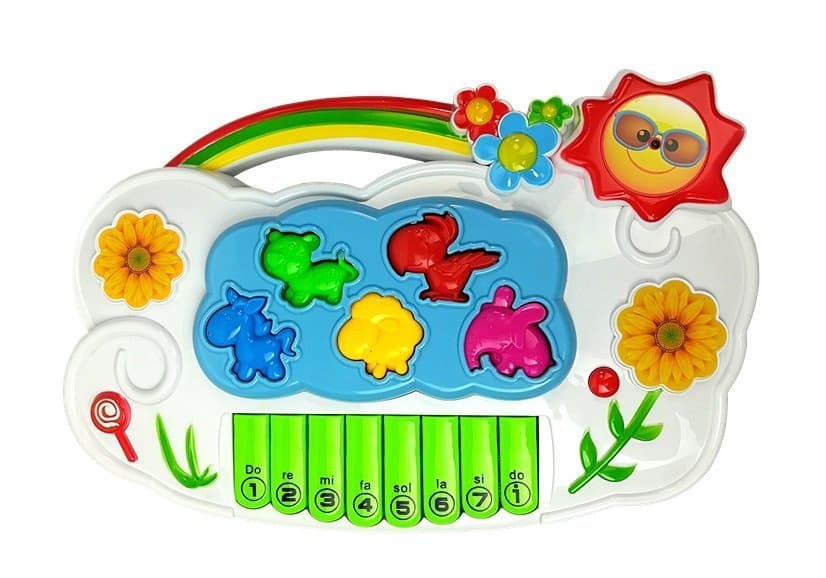 LEAN TOYS Elektronsko pianino 'Cvetki' z mikrofonom 2