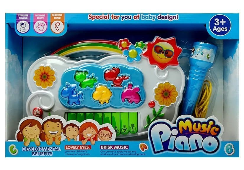 LEAN TOYS Elektronsko pianino 'Cvetki' z mikrofonom 4