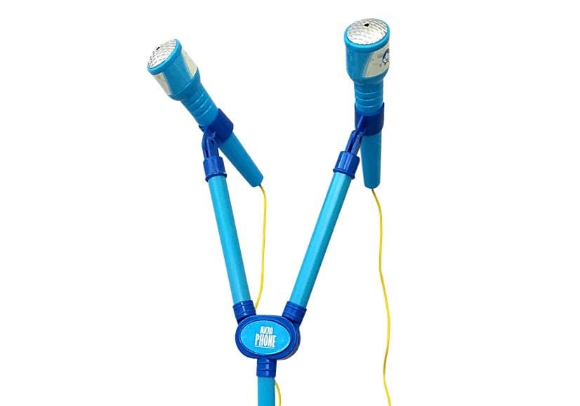 LEAN TOYS Karaoke set z mikrofonom in stojalom, modri 3