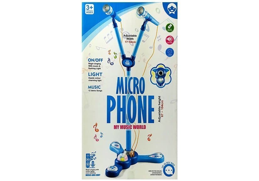 LEAN TOYS Karaoke set z mikrofonom in stojalom, modri 7
