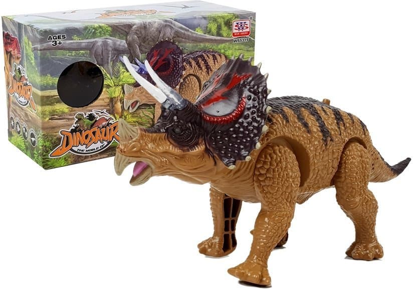 Dinozaver LEAN TOYS Triceratops, na baterije, rjavi