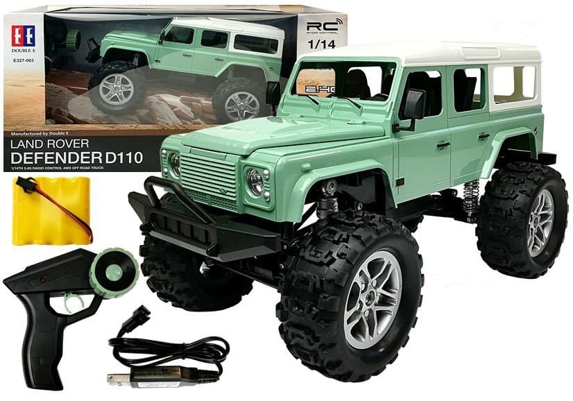 DOUBLE E R/C Avto Land Rover Defender D110 na daljinsko upravljanje, zelen, 7,5 km/h, 1:14