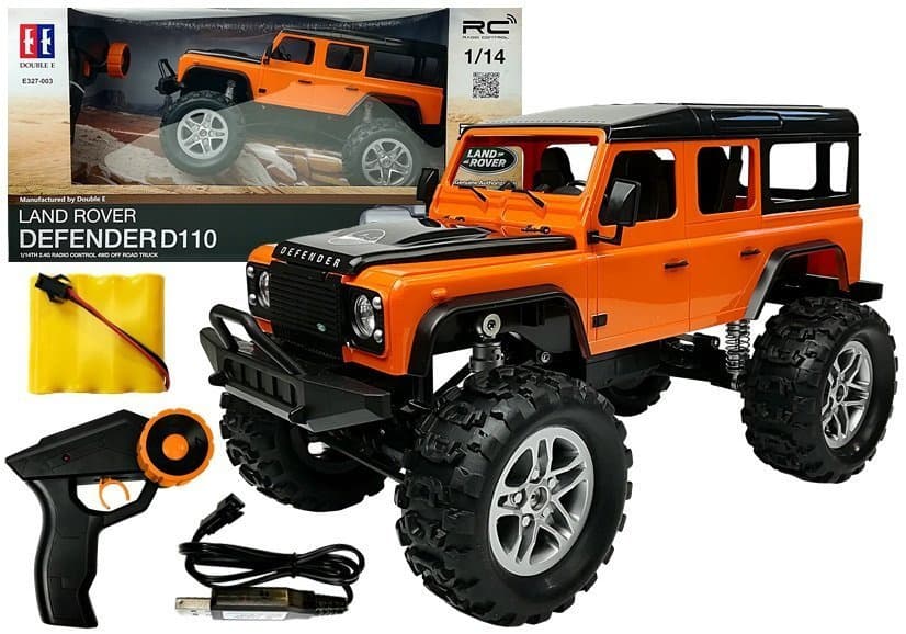 DOUBLE E R/C Avto Land Rover Defender na daljinsko upravljanje, oranžen, 1:14