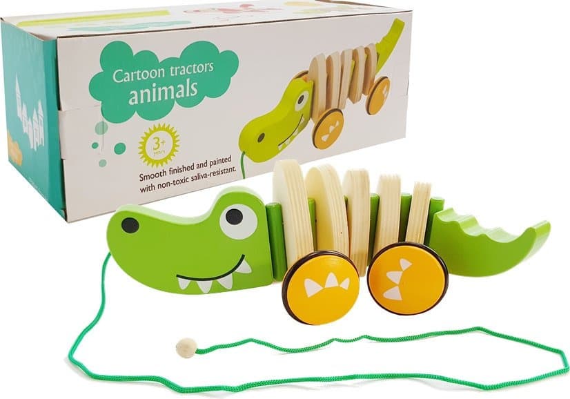 LEAN TOYS lesen krokodil na kolesih, 18 cm