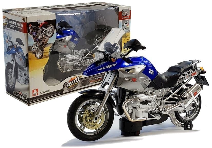 LEAN TOYS motocikel na baterije, modri, s lučmi in zvoki, 1:8