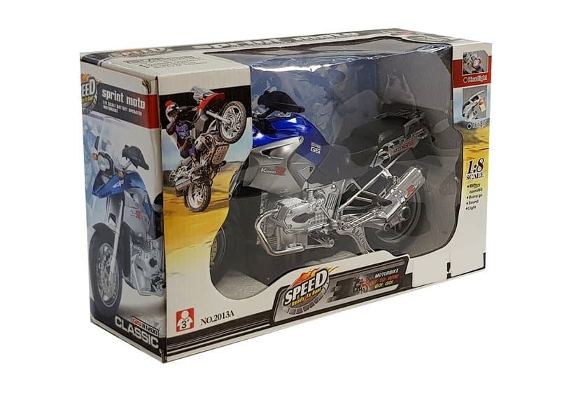 LEAN TOYS motocikel na baterije, modri, s lučmi in zvoki, 1:8 3