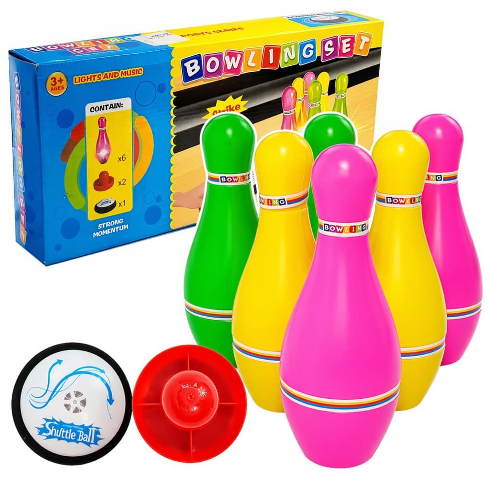 LEAN TOYS komplet za kegljanje s lučmi, pisan