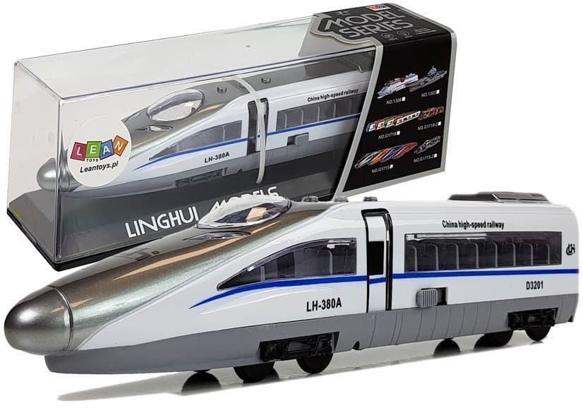 Pendolino vlak na nateg z lučmi in zvokom, bel