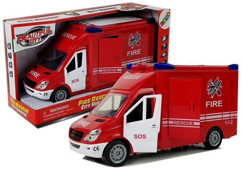Gasilniški avto LEAN TOYS z drsnim pogonom, zvokom in odpirajočimi vrati