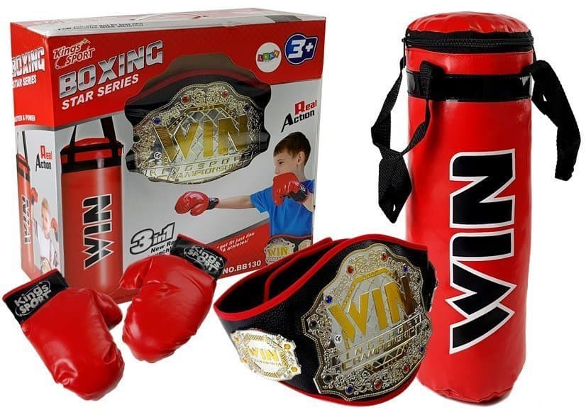 Boksarski set LEAN TOYS: vreča, rokavice, pas zmagovalca