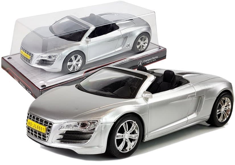 Avto kabriolet LEAN TOYS z drsnim pogonom, srebrn, 1:18