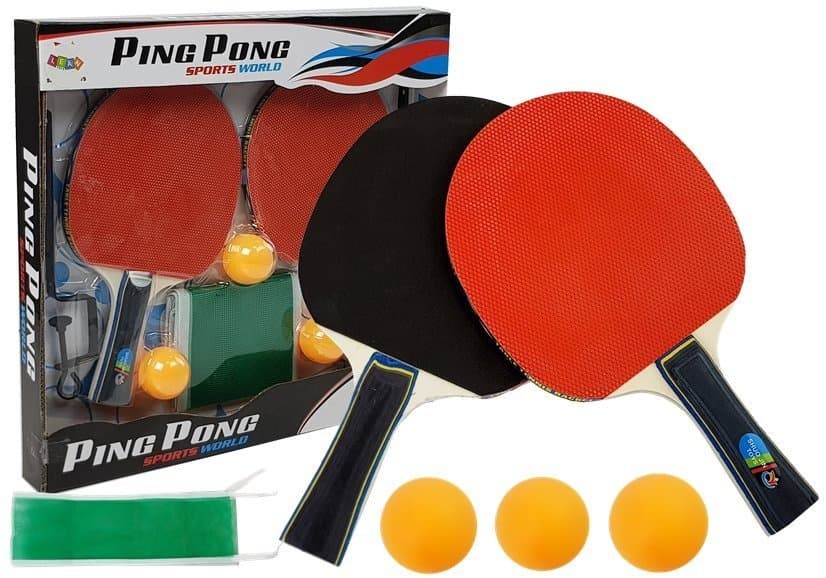 LEAN TOYS komplet za namizni tenis: 2 loparja, 3 žogice, mrežica