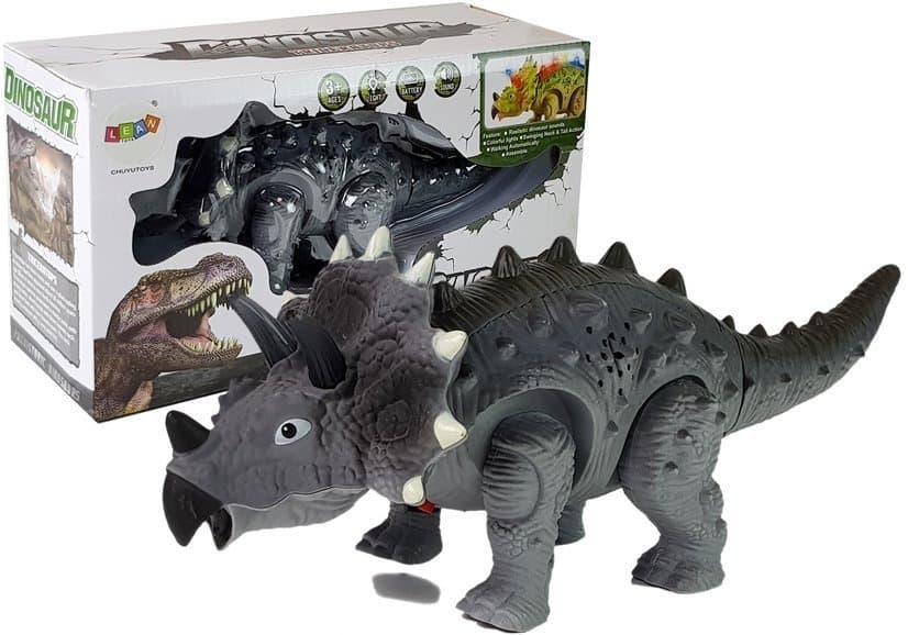 Dinozaver LEAN TOYS Triceratops na baterije, siv