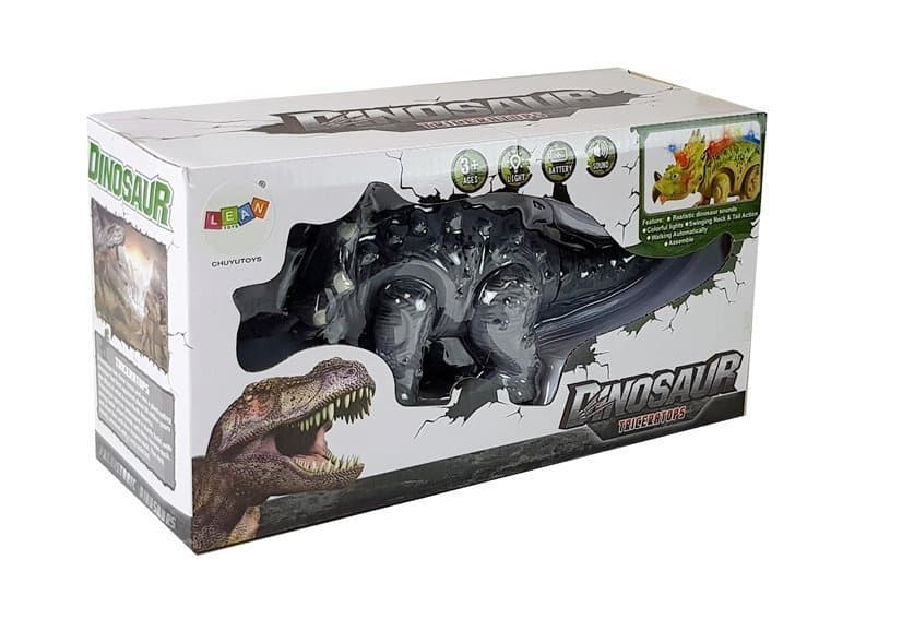 Dinozaver LEAN TOYS Triceratops na baterije, siv 4