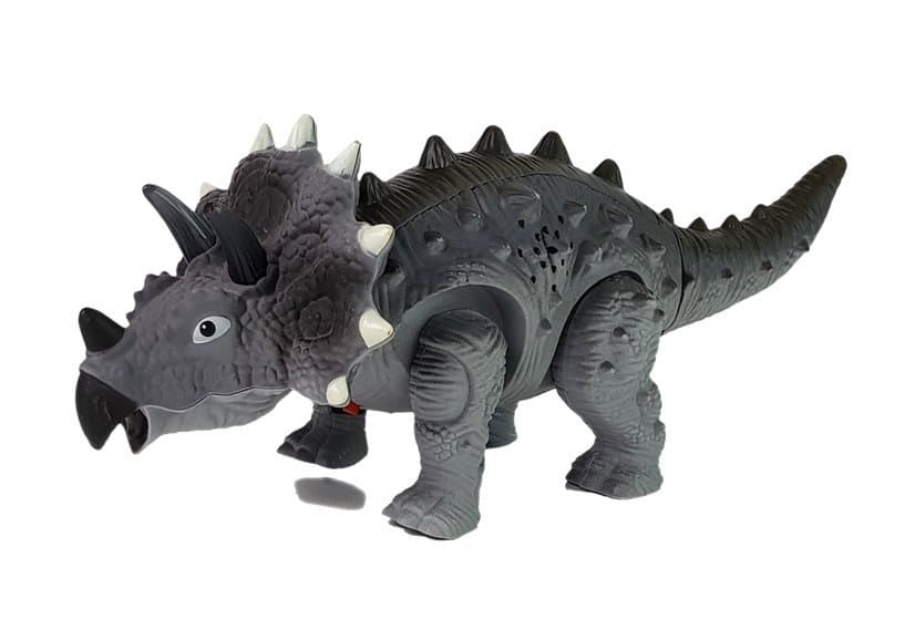 Dinozaver LEAN TOYS Triceratops na baterije, siv 3