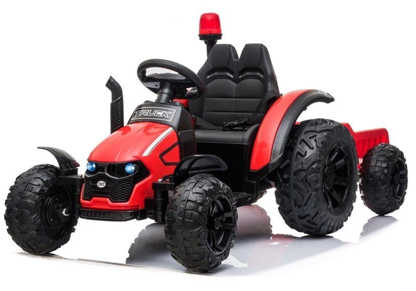 LEAN CARS Traktor na akumulator s prikolico HZB-200, LED luči, MP3 (rdeč) 2