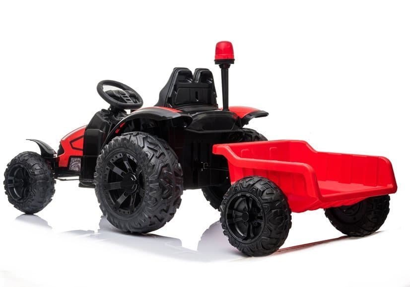 LEAN CARS Traktor na akumulator s prikolico HZB-200, LED luči, MP3 (rdeč) 5