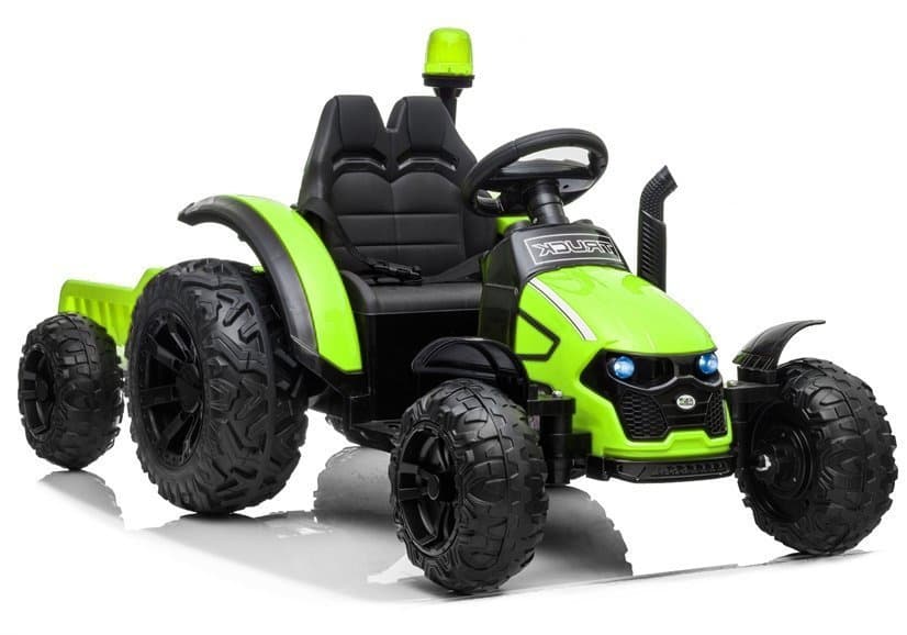 LEAN CARS Traktor na akumulator s prikolico HZB-200, LED luči, MP3 (zelen)