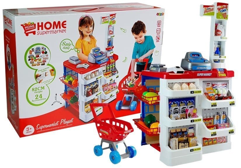 Otroški Market LEAN TOYS z Vozičkom, Blagajno in Dodatki