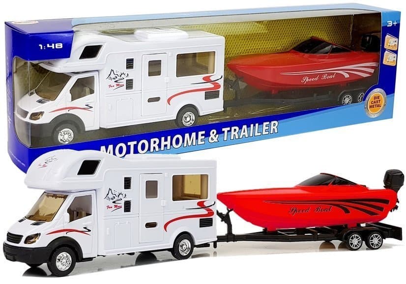 Camper z Motorjačo LEAN TOYS (1:48, Frykcijski Pogon)
