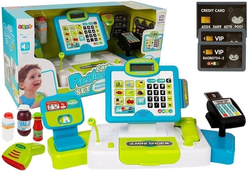 Otroška Blagajna LEAN TOYS z Dotaknjnim Ekrano, Vagao in Terminalom