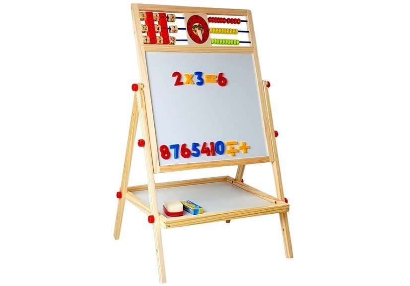 Lesena tabla LEAN TOYS: kredna, abak, ura, magnetne številke 3