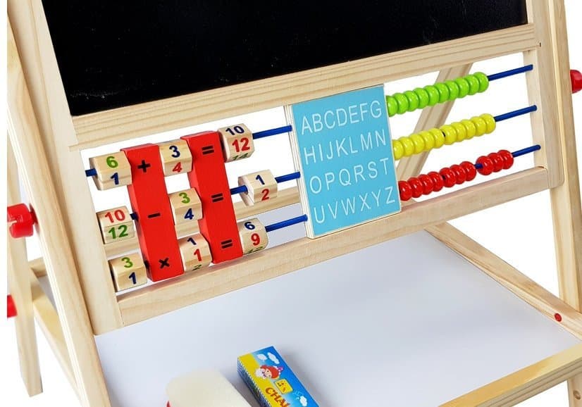 Lesena tabla LEAN TOYS: kredna, abak, ura, magnetne številke 4