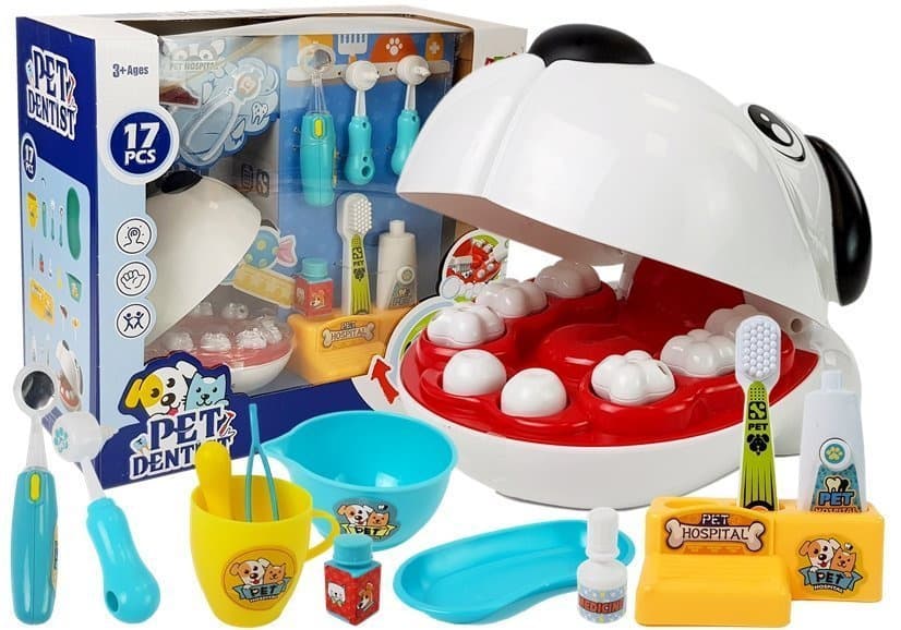 Set za malega zobozdravnika LEAN TOYS: Pes, zobna ščetka, pasta
