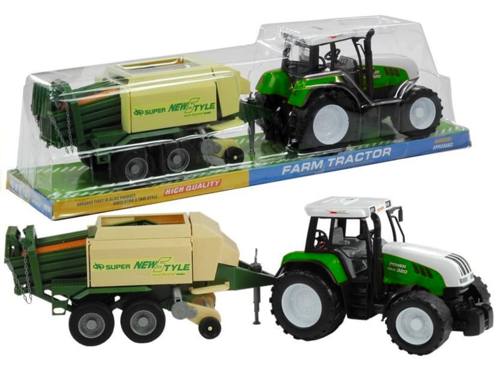 Velik traktor s prikolico (65 cm), zelena ali rdeča 2