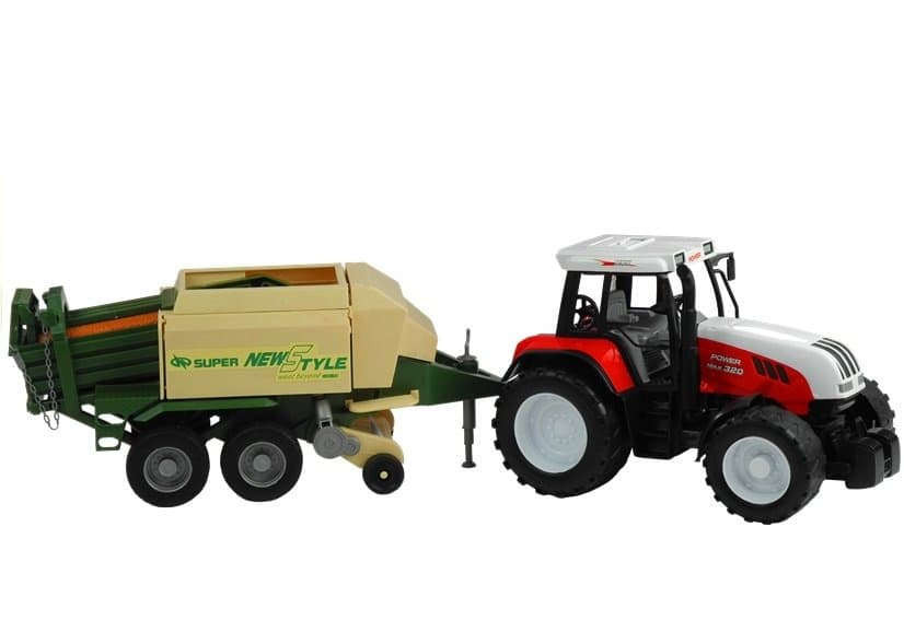 Velik traktor s prikolico (65 cm), zelena ali rdeča 3