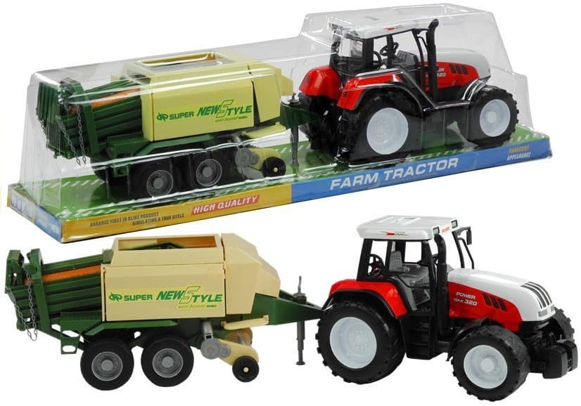 Velik traktor s prikolico (65 cm), zelena ali rdeča