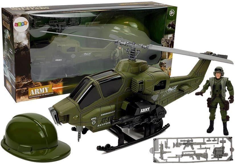Vojaški set: helikopter, čelada, vojak