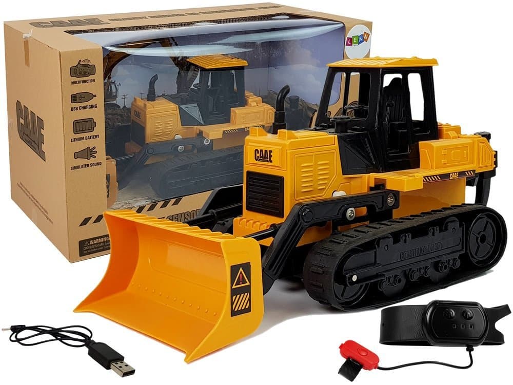 LEAN TOYS Spychacz buldožer na gosenicah, upravljanje z gesti, 1:28