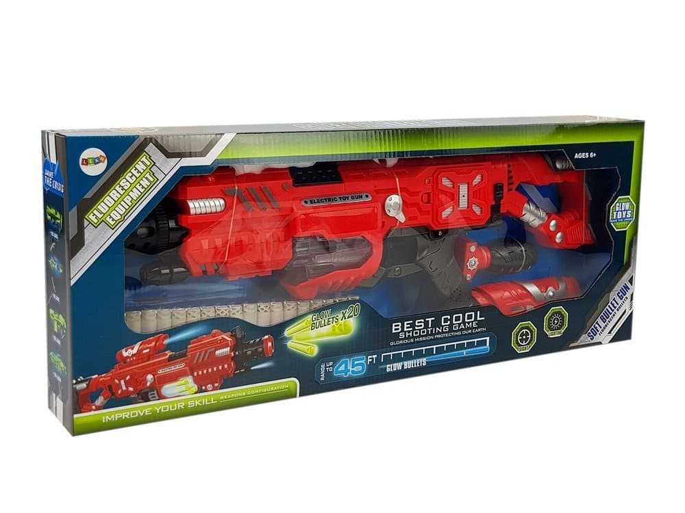 LEAN TOYS Pištola, svetleča v temi, penasti naboje, doseg 45 m 6