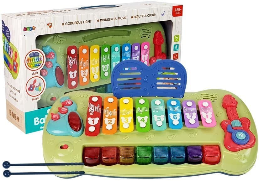 LEAN TOYS Prenosna klaviatura/ksilofon za dojenčke z lučkami