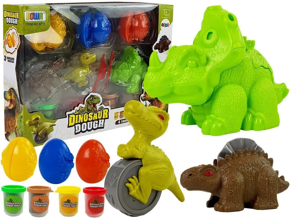LEAN TOYS Komplet plastelina s formami dinozavrov, 12-delni