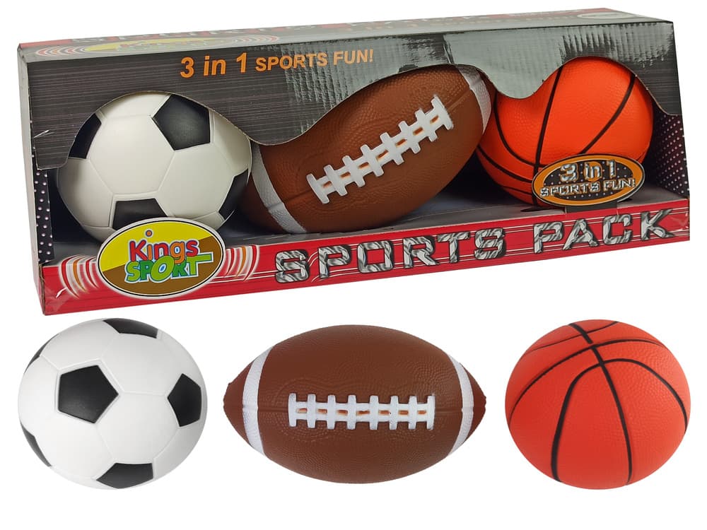Komplet mehkih športnih žog LEAN TOYS 3v1: nogomet, košarka, bejzbol