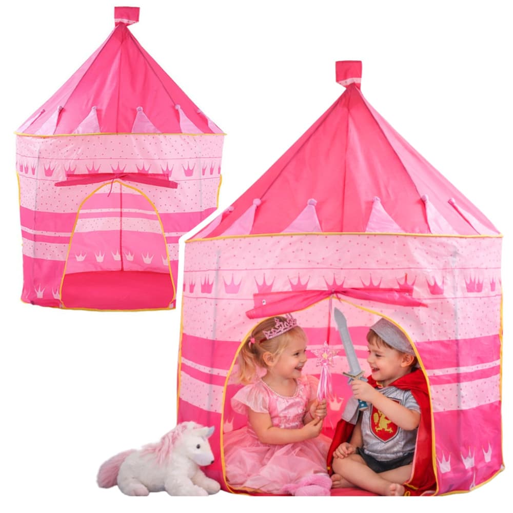 Šotor v obliki dvorca za princeske LEAN TOYS, roza, 135x105 cm