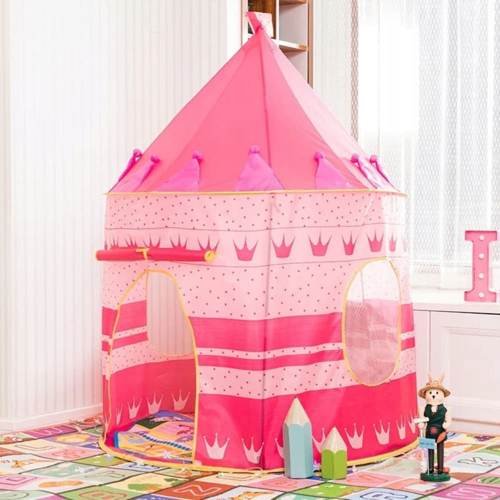 Šotor v obliki dvorca za princeske LEAN TOYS, roza, 135x105 cm 6