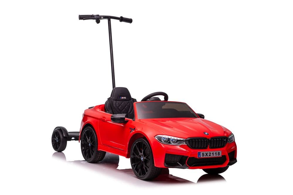 BMW M5 akumulatorski avto s platformo za starše - rdeč lakiran
