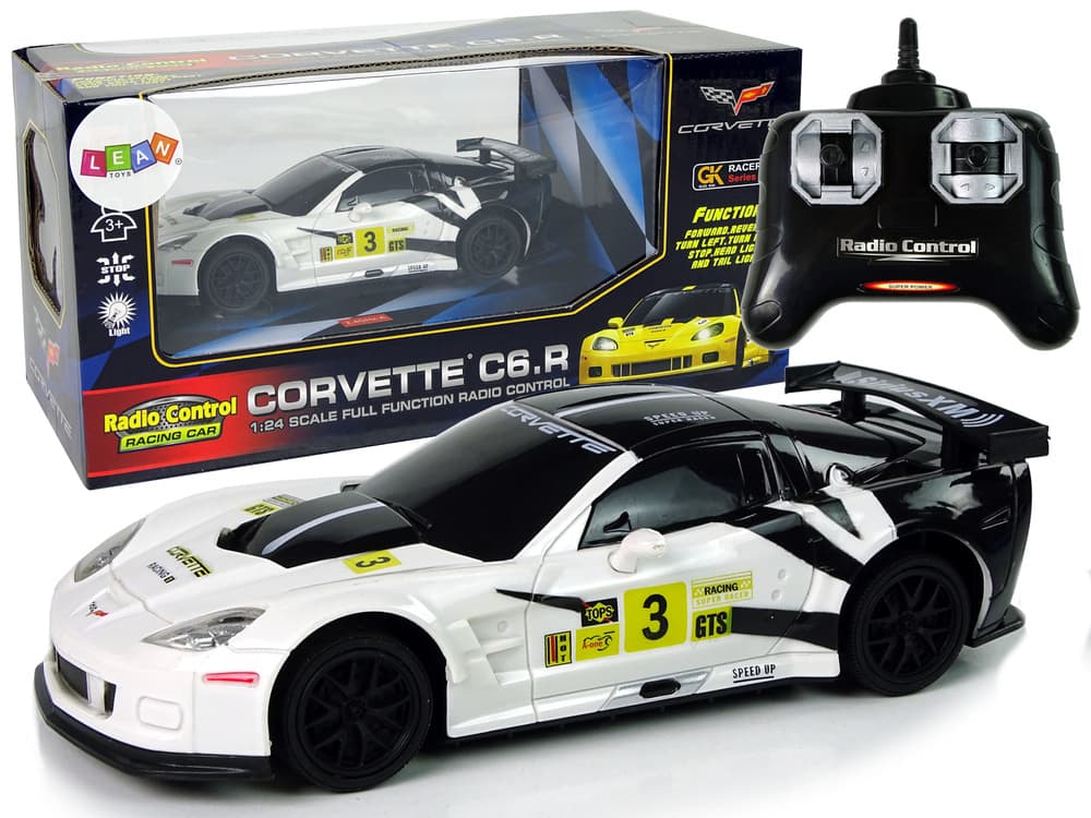 RC športni avto Corvette C6.R Bela, 1:24, 2.4G, luči