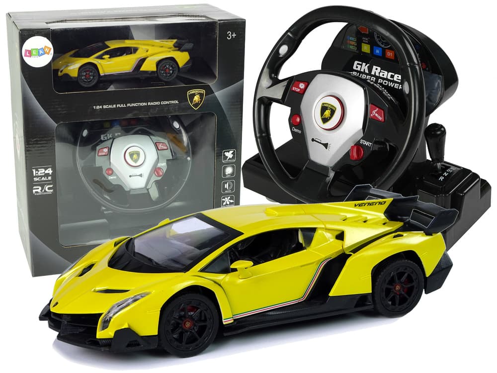 RC avto Lamborghini Veneno Rumena 2.4G, krmilnik volan, zvok, luči