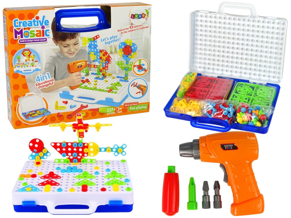 LEAN TOYS Kreativna mozaik sestavljanka s 4 v 1 vijačnikom, 237 delov