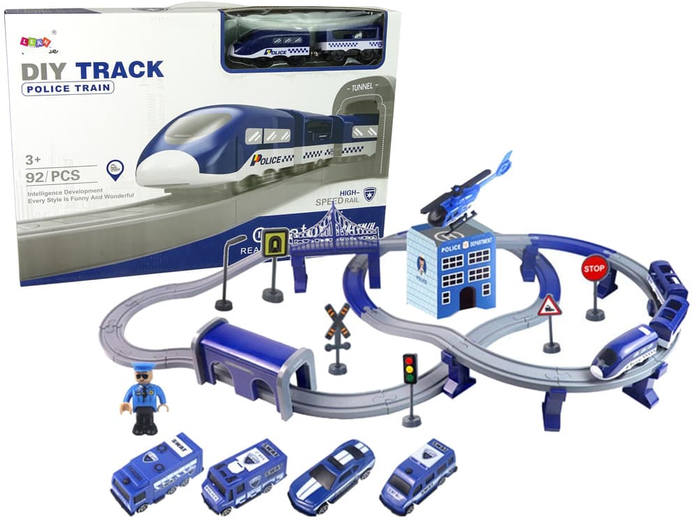 LEAN TOYS Policijsko mestece z vlakom, 92 delov