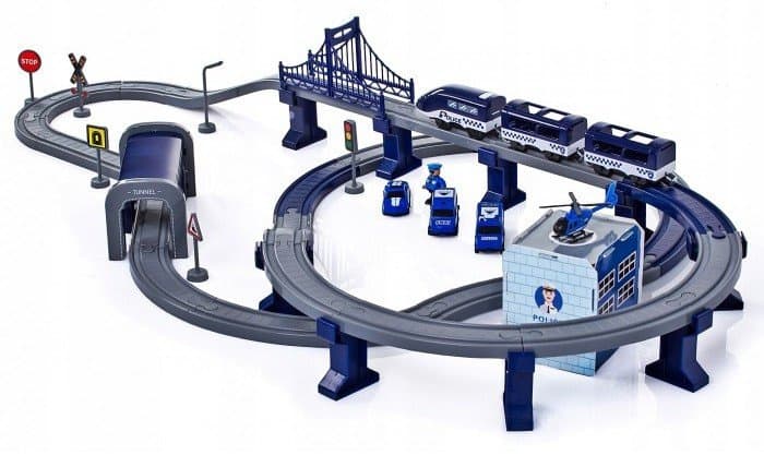 LEAN TOYS Policijsko mestece z vlakom, 92 delov 2
