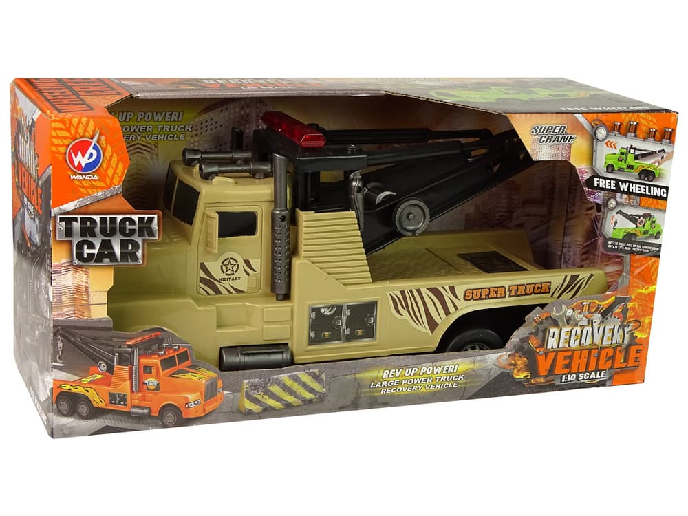 LEAN TOYS Tovornjak vlečna služba, 1:10, z vrvjo, vojaško rjava 5