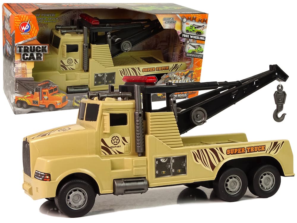 LEAN TOYS Tovornjak vlečna služba, 1:10, z vrvjo, vojaško rjava